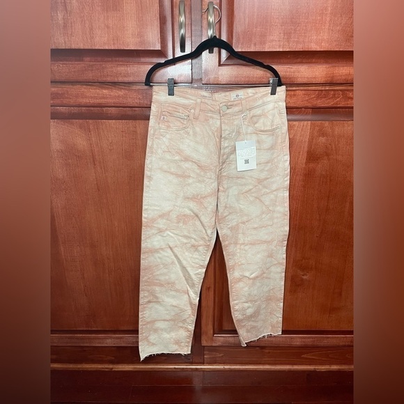 AG Jeans Alexxis Vintage High-Rise Straight Crop in Tie-Dye Mauve Orchid 32R - Picture 10 of 16